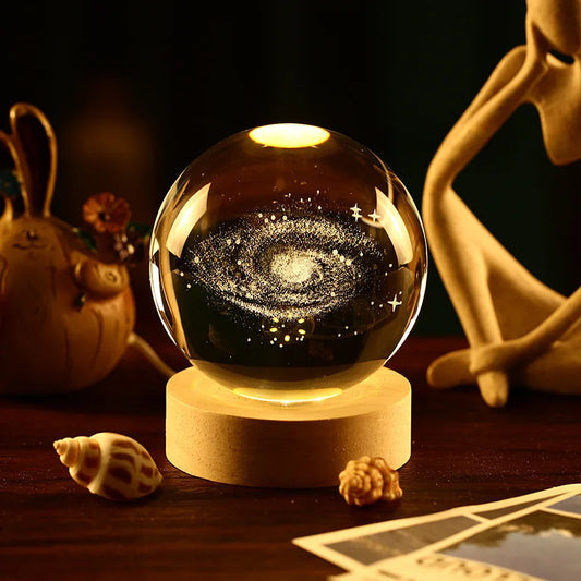 Aesthetic Moon Crystal Sphere Galaxy Night Lamp