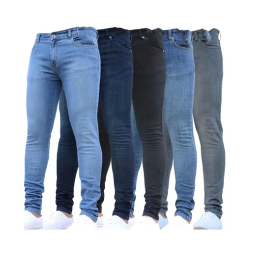 🔥 Men’s Pencil Fit Jeans – Low Waist Casual Denim Pants
