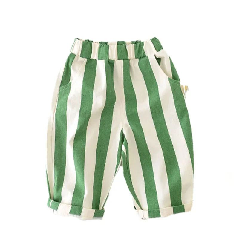 Premium Kids Striped Cotton Pants – Casual Loose Fit Trousers