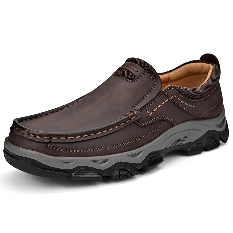 Glomexia Men Genuine Leather Loafers π | Retro Slip-On Shoes