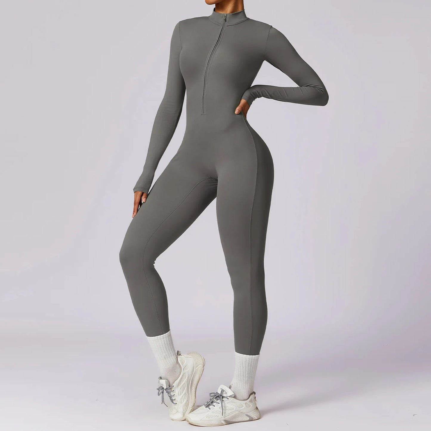 Women’s Winter Yoga Jumpsuit – Long Sleeve High-Elastic Bodysuit