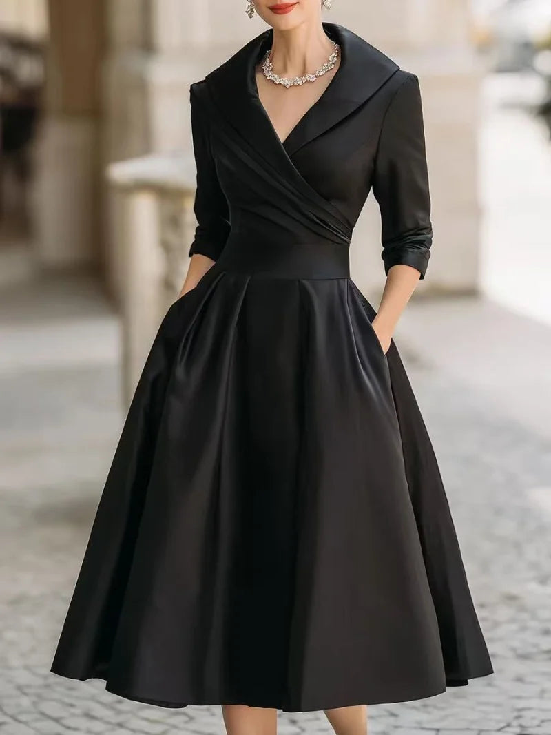 Glomexia Elegant Solid Ankle Dress for Women