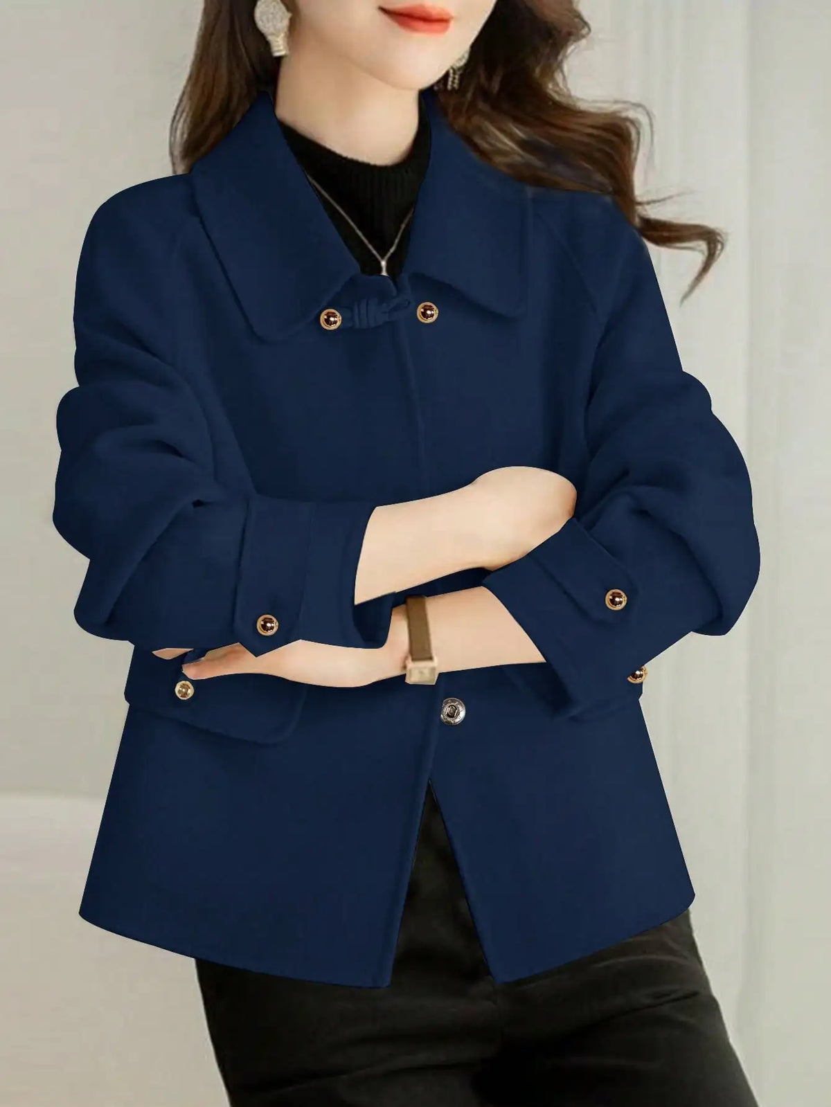 Women’s Double Breasted Casual Jacket – Autumn Winter Wear