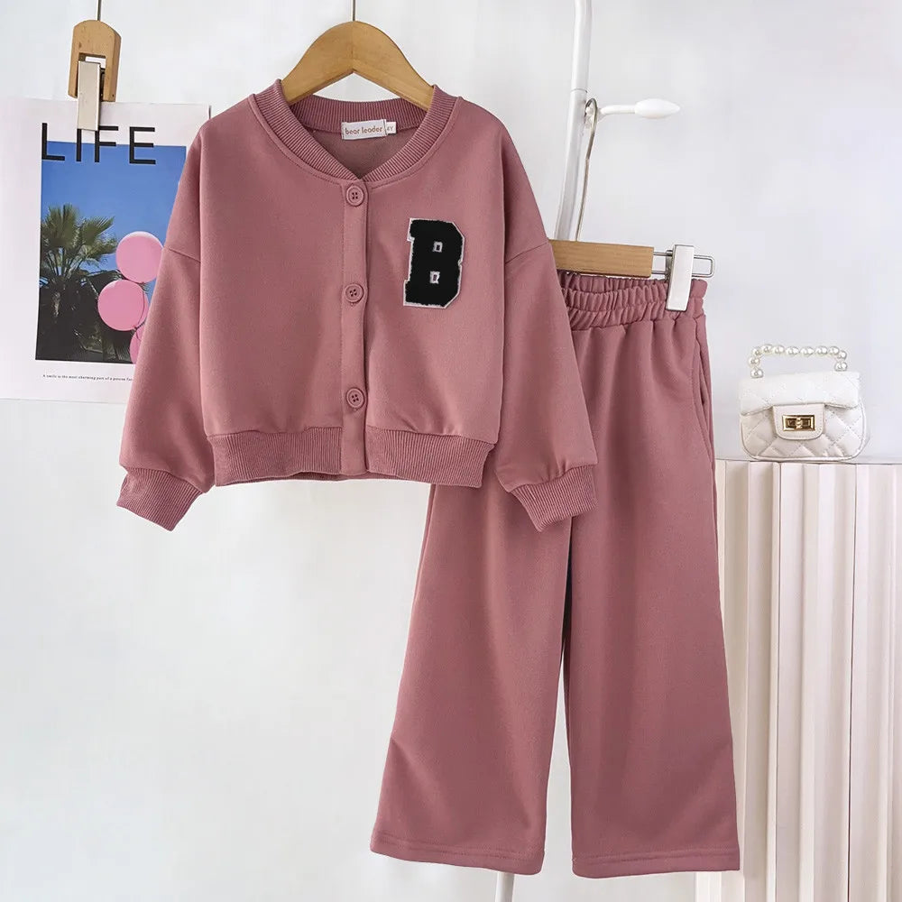Premium Girls Autumn Alphabet Jacket & Pants Set (3β7Y)
