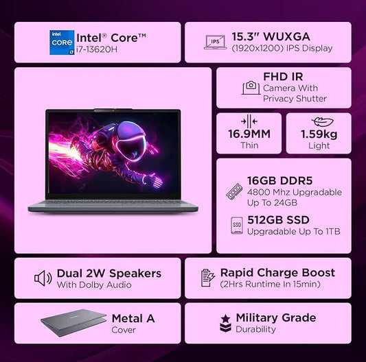 💻 Lenovo IdeaPad Slim 3 – i7 13th Gen, 16GB RAM, 512GB SSD, WUXGA IPS Display, Metal Design