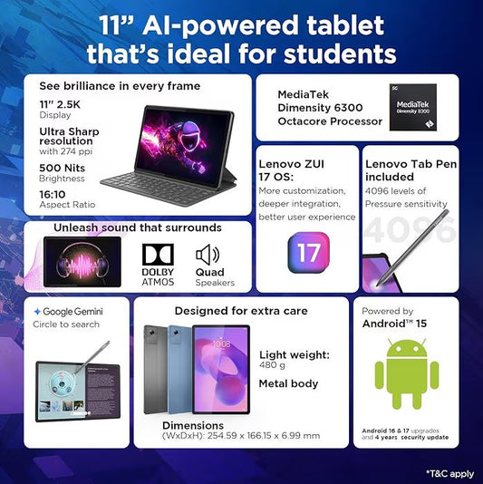 📱 Lenovo Idea Tab (11”) – 2.5K Display, 8GB RAM, 7040mAh Battery