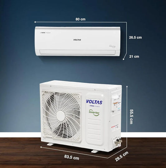Voltas 123V CAE 1 ton 3 star inverter Split AC | 4-IN-1 Adjustable mode | Energy Efficient | High ambient Cooling-cools even at 52°C | Anti dust filter with Anti-microbial coating |Copper Coil |White