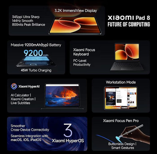 📱 Xiaomi Pad 8 – Snapdragon 8s Gen 1, 3.2K Display, 9200mAh Battery