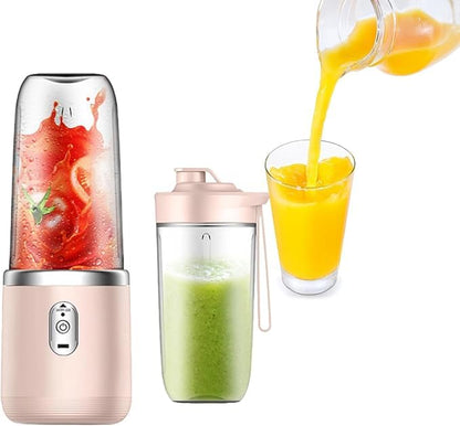 Portable Blender Electric Juicers Fruit Mixers USB Rechargeable Smoothie Mini Personal Juicer 6 Blades 3Gears With 1500 Mah Rechargeable Battery-Smoothie Blender(Blue)