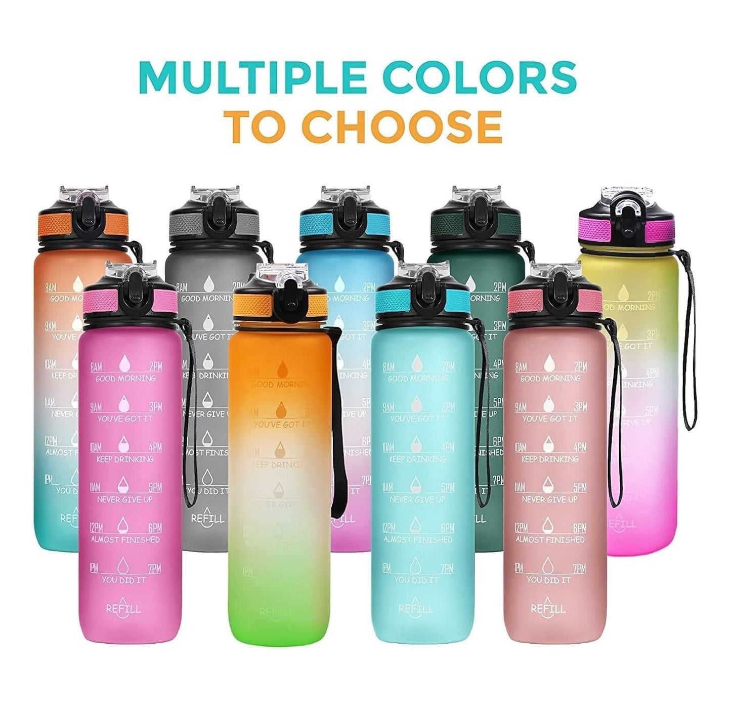 Unbreakable Motivational Water Bottle with Time Marker