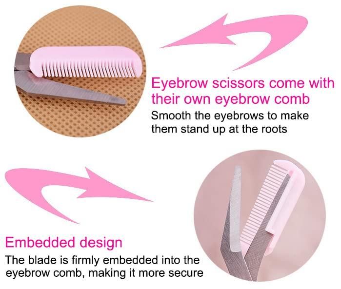 Stainless Steel Eyebrow Shaping Scissors with Comb