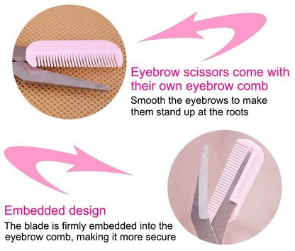 Stainless Steel Eyebrow Shaping Scissors with Comb