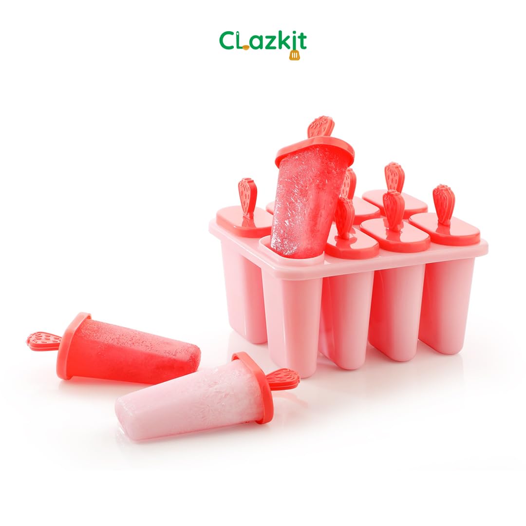 Clazkit Set of 6 Plastic Reusable Ice Pop Makers, Homemade Popsicle/Frozen Ice Cream/Kulfi Candy for Children & Adults - Multicolor, 11.4 x 11.9 x 14.1 cm