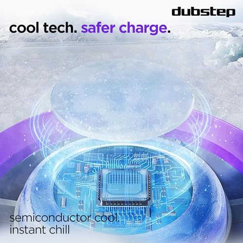 Dubstep Flo-Ice Mini Handheld USB Rechargeable Cooling Fan with Lanyard, LED Digital Display, 5x Speed Mode, 10,000 RPM, Built-in Chiller Tech, Multi-Angle Adjustment, Purple/Black