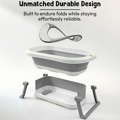 StarAndDaisy Bath Tub for Baby 0-5 Years/Foldable Bath tub for Kids with Cushion, Space Saving Design, Newborn Baby Folding Bathing Tub Girls & Boys, Easy to Store- Grey
