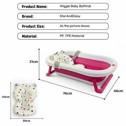 StarAndDaisy Bath Tub for Baby 0-5 Years/Foldable Bath tub for Kids with Cushion, Space Saving Design, Newborn Baby Folding Bathing Tub Girls & Boys, Easy to Store- Grey