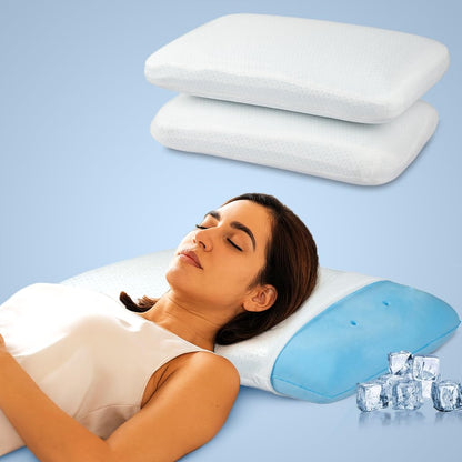 amazon basics Memory Foam Cooling Gel Orthopedic Pillow | Highly Breathable | Suitable for Shoulder Pain Relief, Back Sleeper, Side Sleeper & Stomach Sleeper (22 x 15 x 4 inch)