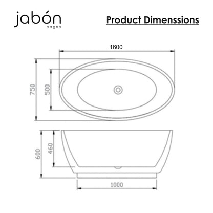 TAISOR Freestanding Bathtub 150 cm – White Glossy Acrylic Soaking Tub with Overflow Drain, Brass Pop-Up Waste & Waste Pipe, 6-Layer Reinforced Standalone Bath Tub