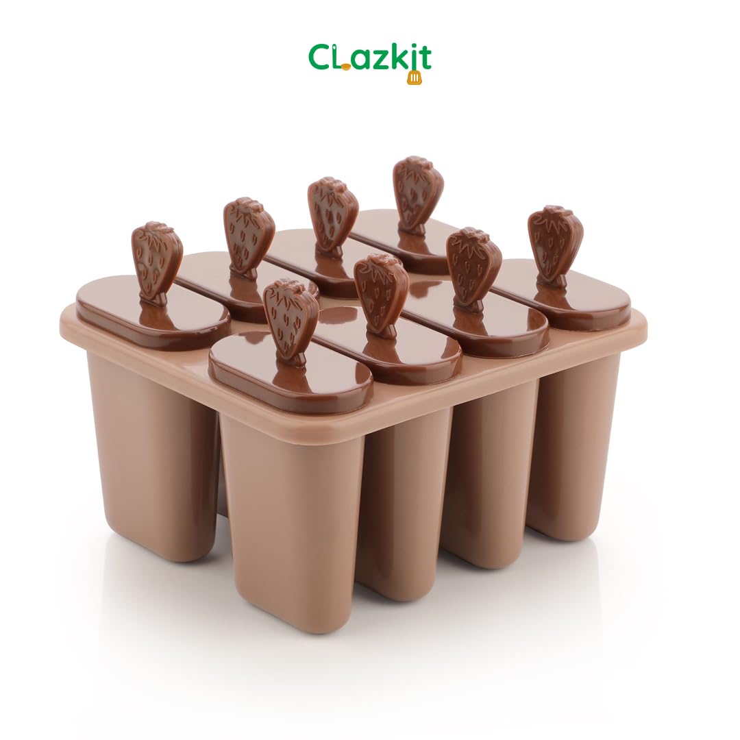 Clazkit Set of 6 Plastic Reusable Ice Pop Makers, Homemade Popsicle/Frozen Ice Cream/Kulfi Candy for Children & Adults - Multicolor, 11.4 x 11.9 x 14.1 cm