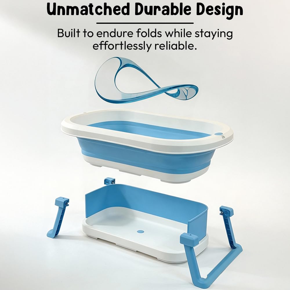 StarAndDaisy Bath Tub for Baby 0-5 Years/Foldable Bath tub for Kids with Cushion, Space Saving Design, Newborn Baby Folding Bathing Tub Girls & Boys, Easy to Store- Grey