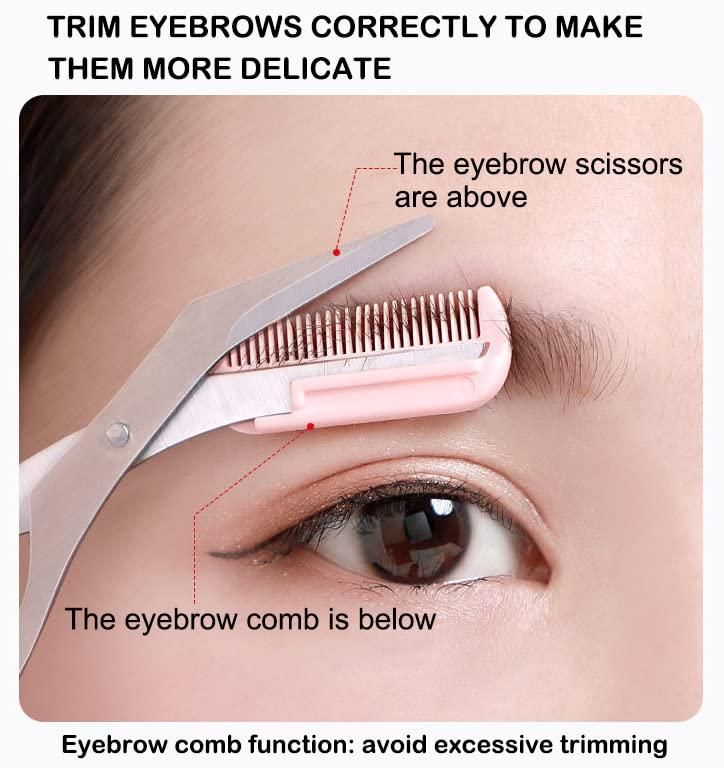 Stainless Steel Eyebrow Shaping Scissors with Comb