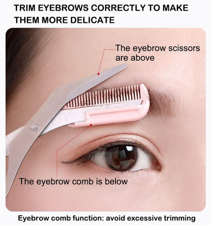 Stainless Steel Eyebrow Shaping Scissors with Comb
