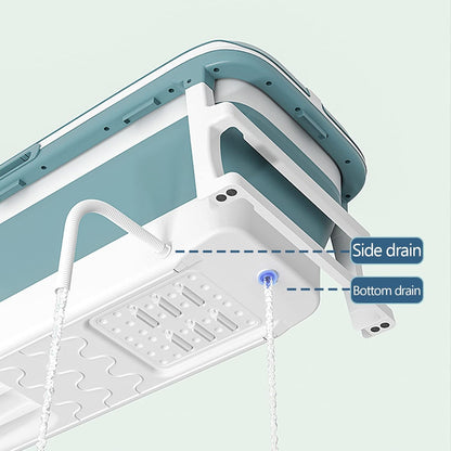 Large 6ft Foldable Bathtub for Adults (132cm) – Portable Soaking Spa with Real-Time Temperature Meter, Massage Rollers & Lid Folding Home Ice Bath & Hot Tub Bathing Tub (132L×62W×52H CM)