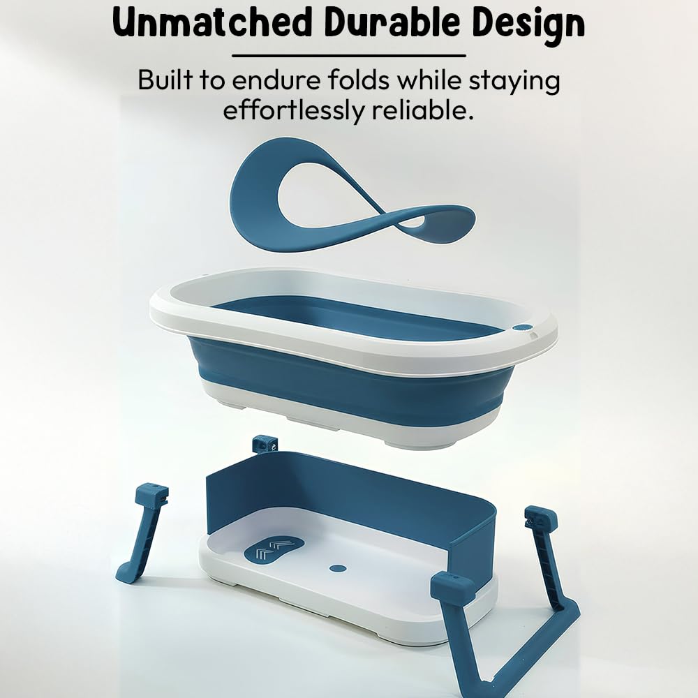 StarAndDaisy Bath Tub for Baby 0-5 Years/Foldable Bath tub for Kids with Cushion, Space Saving Design, Newborn Baby Folding Bathing Tub Girls & Boys, Easy to Store- Grey