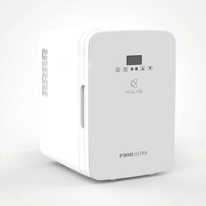 KILIG Frio Mini Fridge | Portable Cooler & Warmer | 240V AC & 12V DC Power for Home & Car | Smart Temperature Control | Perfect for Food & Beverages, Travel, Skincare, Medicine | White (Frio)