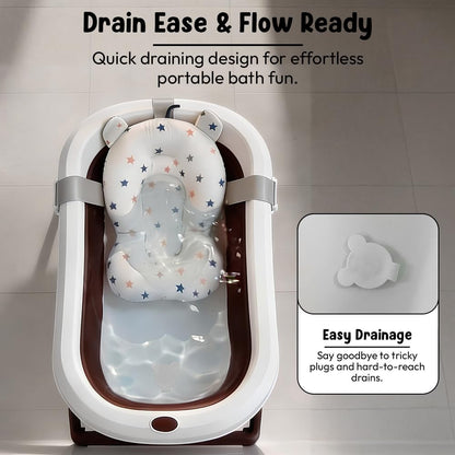 StarAndDaisy Bath Tub for Baby 0-5 Years/Foldable Bath tub for Kids with Cushion, Space Saving Design, Newborn Baby Folding Bathing Tub Girls & Boys, Easy to Store- Grey