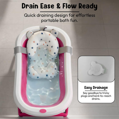 StarAndDaisy Bath Tub for Baby 0-5 Years/Foldable Bath tub for Kids with Cushion, Space Saving Design, Newborn Baby Folding Bathing Tub Girls & Boys, Easy to Store- Grey
