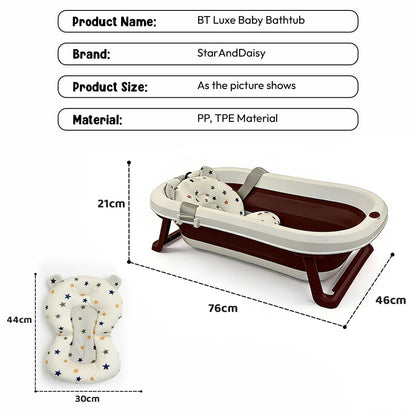 StarAndDaisy Bath Tub for Baby 0-5 Years/Foldable Bath tub for Kids with Cushion, Space Saving Design, Newborn Baby Folding Bathing Tub Girls & Boys, Easy to Store- Grey