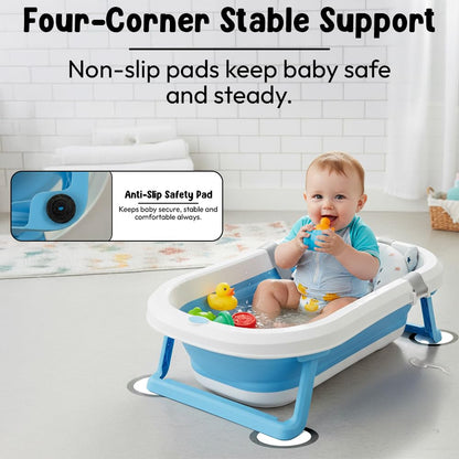 StarAndDaisy Bath Tub for Baby 0-5 Years/Foldable Bath tub for Kids with Cushion, Space Saving Design, Newborn Baby Folding Bathing Tub Girls & Boys, Easy to Store- Grey