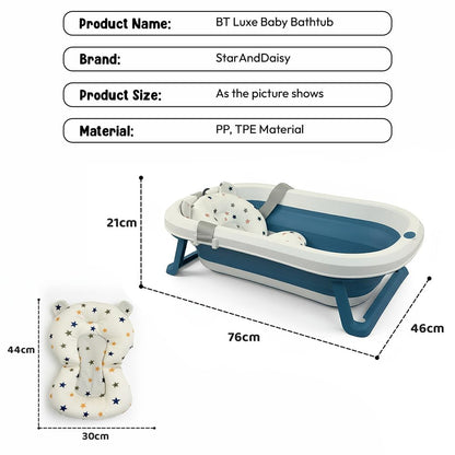 StarAndDaisy Bath Tub for Baby 0-5 Years/Foldable Bath tub for Kids with Cushion, Space Saving Design, Newborn Baby Folding Bathing Tub Girls & Boys, Easy to Store- Grey