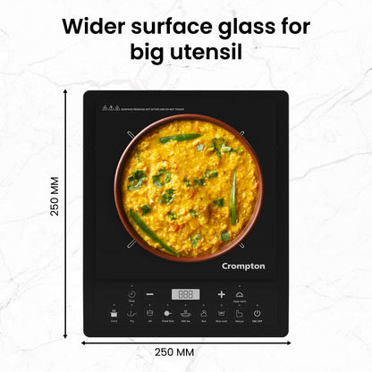 Crompton Instaserve 1600 W Induction Cooktop | 7 One touch Indian Menus | Overvoltage Shield Protection | 1 Year Warranty
