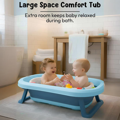 StarAndDaisy Bath Tub for Baby 0-5 Years/Foldable Bath tub for Kids with Cushion, Space Saving Design, Newborn Baby Folding Bathing Tub Girls & Boys, Easy to Store- Grey