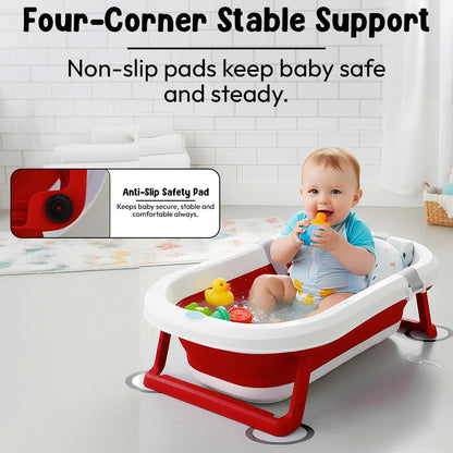 StarAndDaisy Bath Tub for Baby 0-5 Years/Foldable Bath tub for Kids with Cushion, Space Saving Design, Newborn Baby Folding Bathing Tub Girls & Boys, Easy to Store- Grey