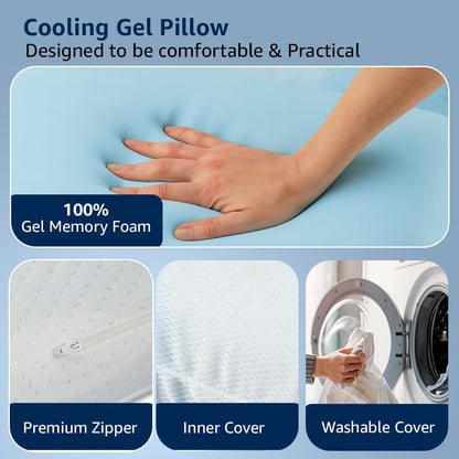 amazon basics Memory Foam Cooling Gel Orthopedic Pillow | Highly Breathable | Suitable for Shoulder Pain Relief, Back Sleeper, Side Sleeper & Stomach Sleeper (22 x 15 x 4 inch)