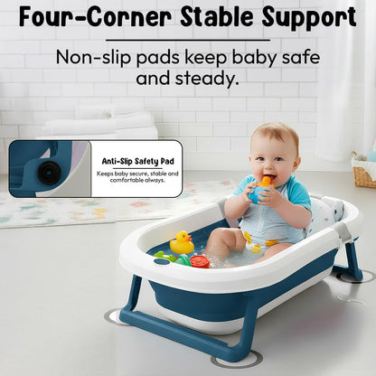StarAndDaisy Bath Tub for Baby 0-5 Years/Foldable Bath tub for Kids with Cushion, Space Saving Design, Newborn Baby Folding Bathing Tub Girls & Boys, Easy to Store- Grey