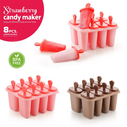 Clazkit Set of 6 Plastic Reusable Ice Pop Makers, Homemade Popsicle/Frozen Ice Cream/Kulfi Candy for Children & Adults - Multicolor, 11.4 x 11.9 x 14.1 cm