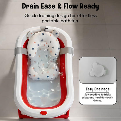 StarAndDaisy Bath Tub for Baby 0-5 Years/Foldable Bath tub for Kids with Cushion, Space Saving Design, Newborn Baby Folding Bathing Tub Girls & Boys, Easy to Store- Grey