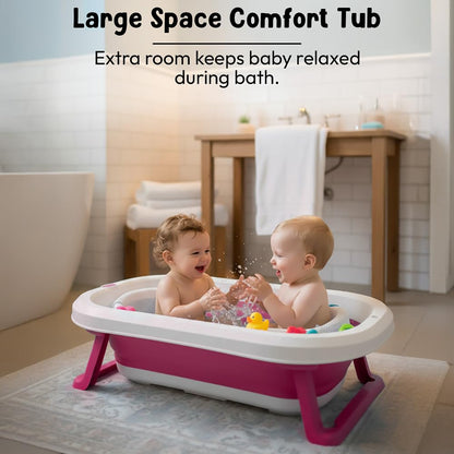 StarAndDaisy Bath Tub for Baby 0-5 Years/Foldable Bath tub for Kids with Cushion, Space Saving Design, Newborn Baby Folding Bathing Tub Girls & Boys, Easy to Store- Grey