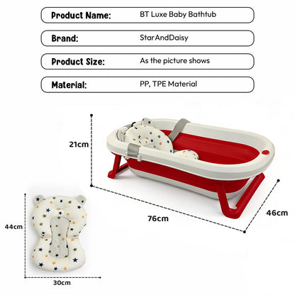 StarAndDaisy Bath Tub for Baby 0-5 Years/Foldable Bath tub for Kids with Cushion, Space Saving Design, Newborn Baby Folding Bathing Tub Girls & Boys, Easy to Store- Grey