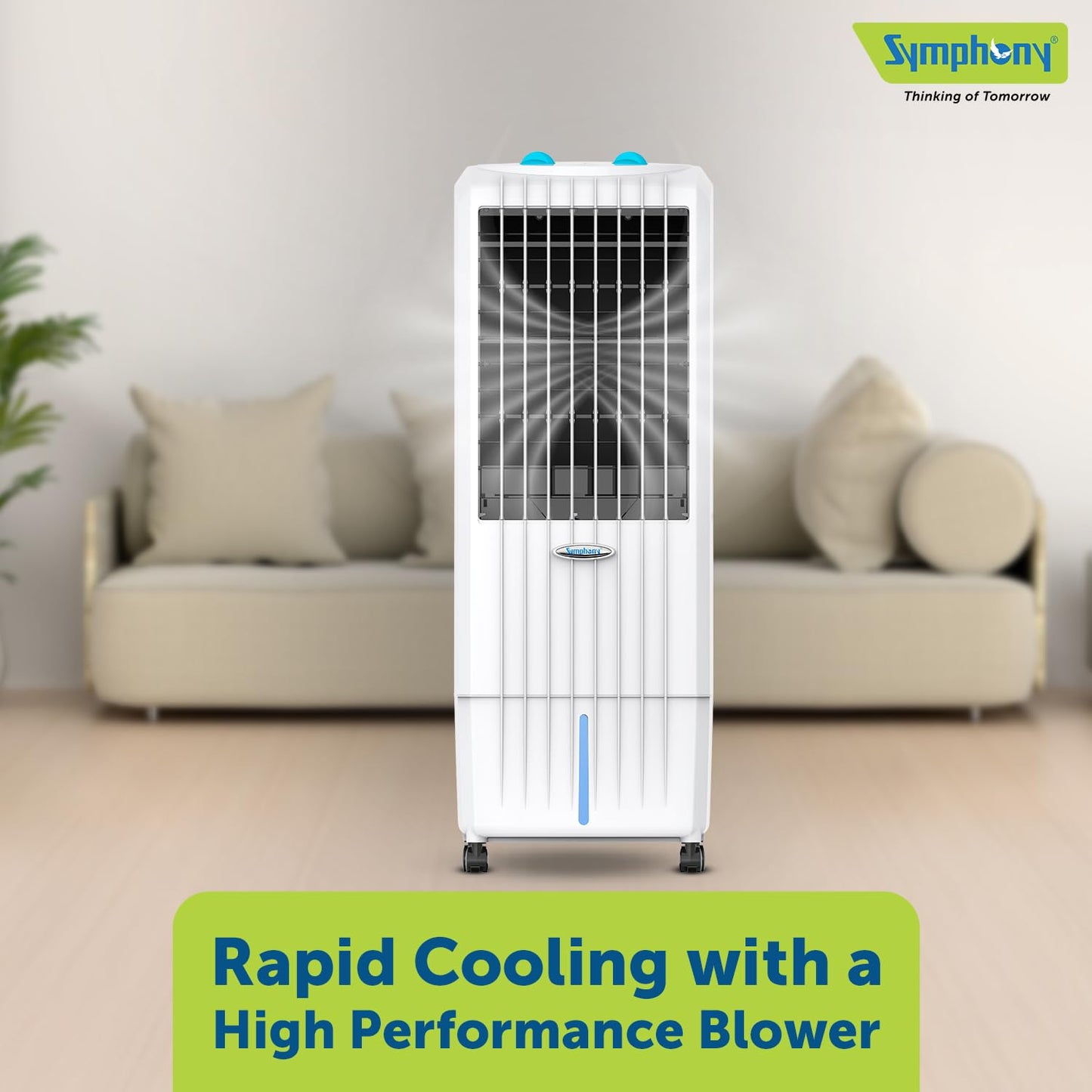Symphony Diet 12T Tower Air Cooler | Honeycomb Cooling Pad | Powerful Blower | Auto Louver Movement | Cool Flow Dispenser | 12L | 1-Year Warranty