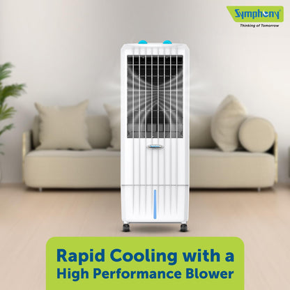 Symphony Diet 12T Tower Air Cooler | Honeycomb Cooling Pad | Powerful Blower | Auto Louver Movement | Cool Flow Dispenser | 12L | 1-Year Warranty