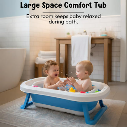 StarAndDaisy Bath Tub for Baby 0-5 Years/Foldable Bath tub for Kids with Cushion, Space Saving Design, Newborn Baby Folding Bathing Tub Girls & Boys, Easy to Store- Grey