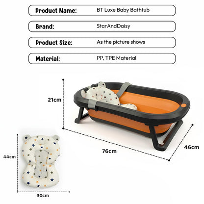 StarAndDaisy Bath Tub for Baby 0-5 Years/Foldable Bath tub for Kids with Cushion, Space Saving Design, Newborn Baby Folding Bathing Tub Girls & Boys, Easy to Store- Grey