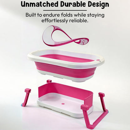 StarAndDaisy Bath Tub for Baby 0-5 Years/Foldable Bath tub for Kids with Cushion, Space Saving Design, Newborn Baby Folding Bathing Tub Girls & Boys, Easy to Store- Grey