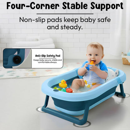 StarAndDaisy Bath Tub for Baby 0-5 Years/Foldable Bath tub for Kids with Cushion, Space Saving Design, Newborn Baby Folding Bathing Tub Girls & Boys, Easy to Store- Grey