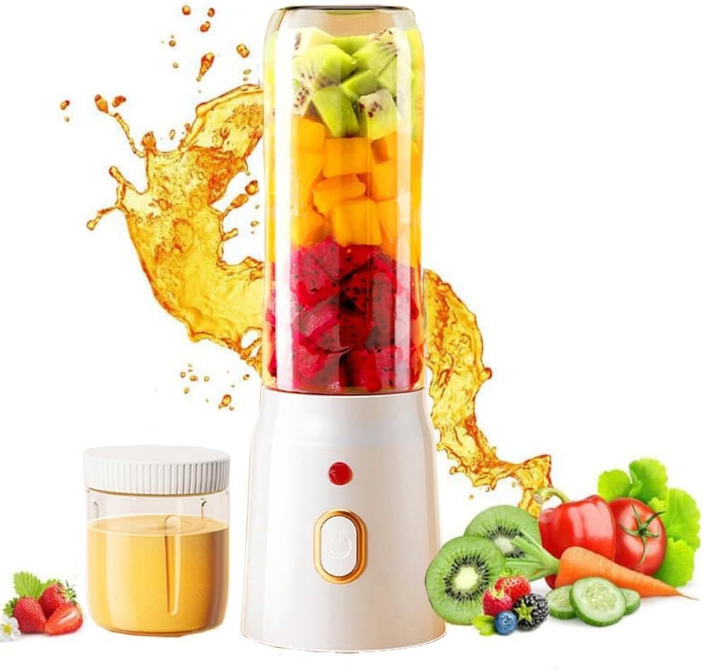 Portable Blender Electric Juicers Fruit Mixers USB Rechargeable Smoothie Mini Personal Juicer 6 Blades 3Gears With 1500 Mah Rechargeable Battery-Smoothie Blender(Blue)